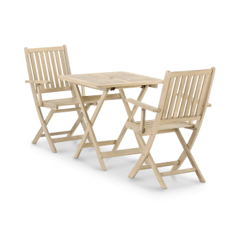JAVA LIGHT - Balcon terrasse table pliante 70x70 + 2 fauteuils