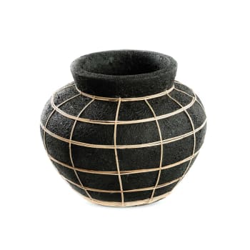 BELLY - Vase en terre cuite noire naturel H23