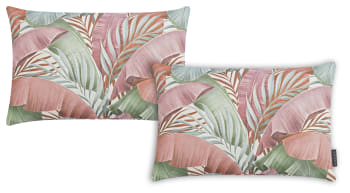Platano - Housses de coussin motif végétal rose et vert -Lot de 2 - 40x60