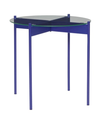 Beam - Table d'appoint en verre bleu