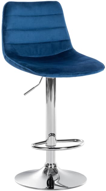 LEX - Tabouret de bar réglable pivotant en velours Bleu
