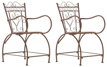 SHEELA - Lot de 2 chaises de jardin en métal Marron antique