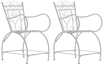 SHEELA - Lot de 2 chaises de jardin en métal Blanc antique