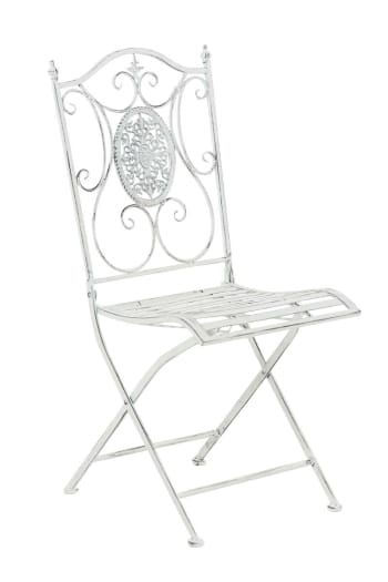 SIBELL - Chaise de jardin pliable en métal Blanc antique