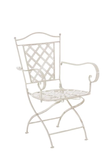 ADARA - Chaise de jardin avec accoudoirs en métal Crème antique
