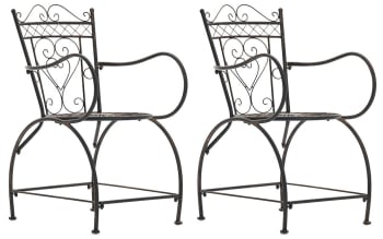 SHEELA - Set 2 sillas de exterior con reposabrazos en Metal Bronce
