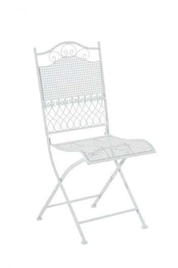KIRAN - Chaise de jardin pliable en métal Blanc