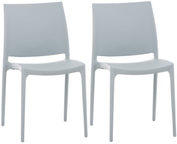 MAYA - Lot 2 chaises de jardin empilables en plastique Gris clair