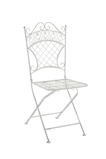 ADELAR - Chaise de jardin pliable en métal Blanc antique
