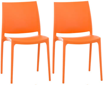 MAYA - Lot 2 chaises de jardin empilables en plastique Orange