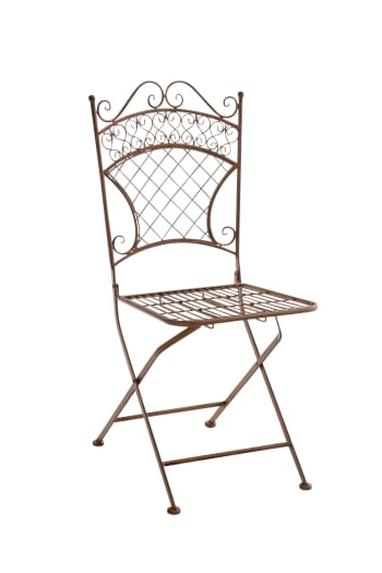 ADELAR - Chaise de jardin pliable en métal Marron antique