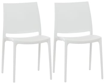 MAYA - Lot 2 chaises de jardin empilables en plastique Blanc
