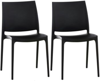 MAYA - Lot 2 chaises de jardin empilables en plastique Noir