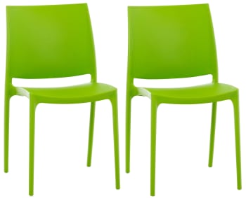 MAYA - Lot 2 chaises de jardin empilables en plastique Vert