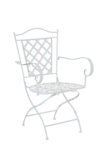 ADARA - Gartenstuhl mit Armlehnen aus Metall weiß