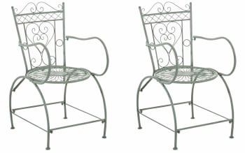 SHEELA - Lot de 2 chaises de jardin en métal Vert antique