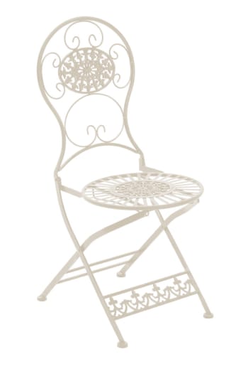 MANI - Chaise de jardin pliable en métal Crème antique