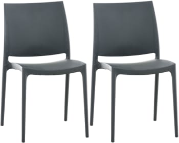 MAYA - Lot 2 chaises de jardin empilables en plastique Gris foncé