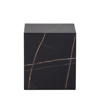 Benji - Table d'appoint effet marbre H45xL40cm noir