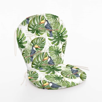 MONSTERA - Cojín para silla de exterior 100% algodón verde 48x90x5 cm