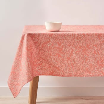 Estarit coral - Mantel 100% algodón naranja 300x155 cm