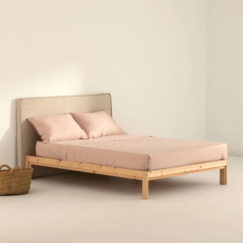 PINK - Juego de sábanas 100% algodón de 300 hilos rosa cama de 135