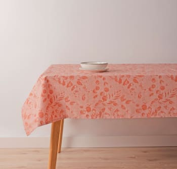 Flor bacoli - Mantel antimanchas jacquard algodón y poliéster naranja 155x155 cm