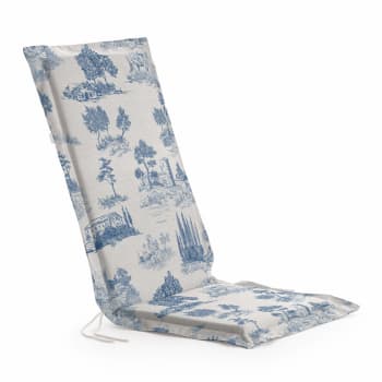 Cojín para silla de jardín 100% algodón azul 101x41x4