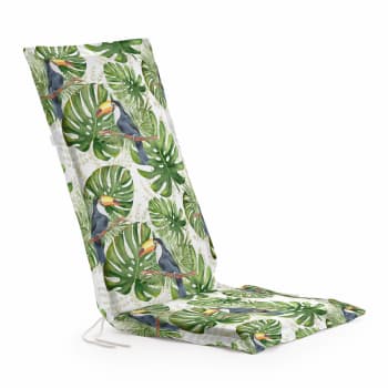 MONSTERA - Cojín para silla de jardín 100% algodón verde 101x41x4