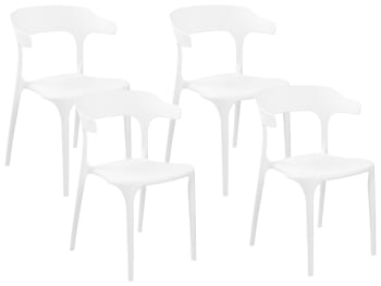Gubbio - Lot de 4 chaises de salle à manger blanches