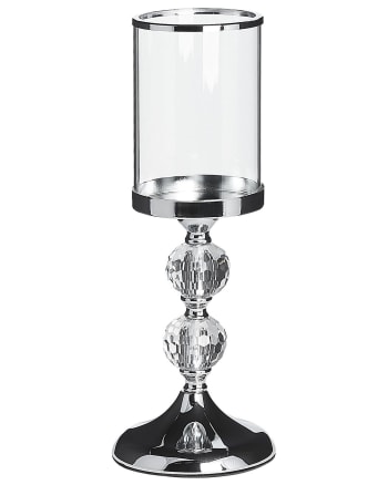 Kerzenständer Glas Metall silber 36 cm