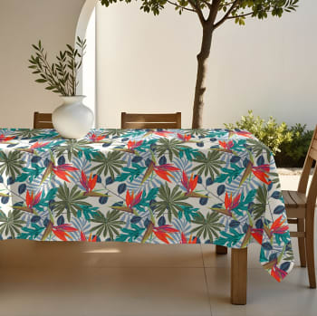 GAMUSI Nappe Rectangulaire Anti-taches Vichy Saumon 140x200 Cm – Coton 70% Imperméable