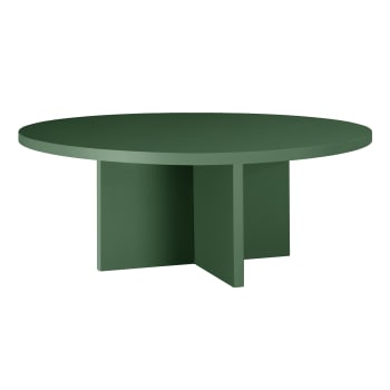 BLOCKIE-PAUSA - Mesa de centro redonda tablero resistente MDF 3cm verde Cedar 100cm