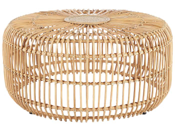 RANDAZZO - Mesa de centro de ratán beige natural ⌀ 85 cm