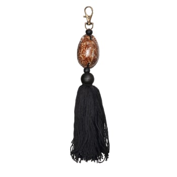 SUMBAWA - Porte-clés en coton et coquillage noir