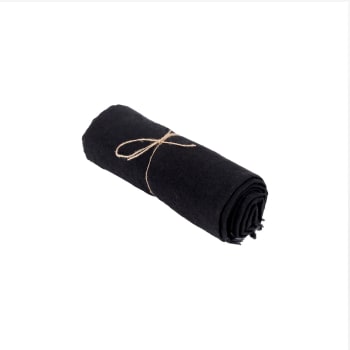 LINEN - Mantel de lino negro 150x150
