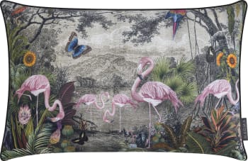 VINTAGE BIRDS - Housse de coussin imprimée paon avec flamands roses- 40x60