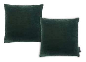 Samt uni - Housses de coussin velours bicolore vert sapin- Lot de 2- 40x40