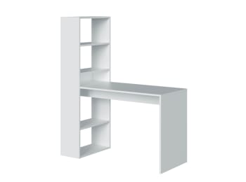 Adele - Mesa escritorio reversible con estantería blanco artik