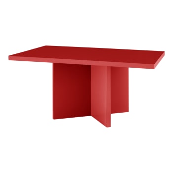 BLOCKIE-CHARLA - Table basse 100x50cm plateau résistant MDF 3cm, rouge Flamme 100x60cm