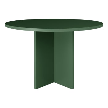 Blockie-matilda - Tavolo da pranzo rotondo laccato in MDF da 3cm Verde Cedro 120cm