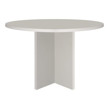 Blockie-matilda - Tavolo da pranzo rotondo, piano laminato da 3cm Taupe, diametro 120cm