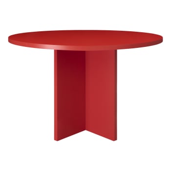 BLOCKIE-MATILDA - Table à manger ronde laquée en MDF de 3cm Rouge Flamme 120cm