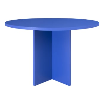 BLOCKIE-MATILDA - Table à manger ronde laquée en MDF de 3cm Bleu Prusse 120cm