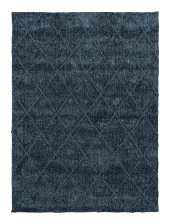 Tappeto salotto azzurro monocromatico shaggy peloso 140x200 VERSAY