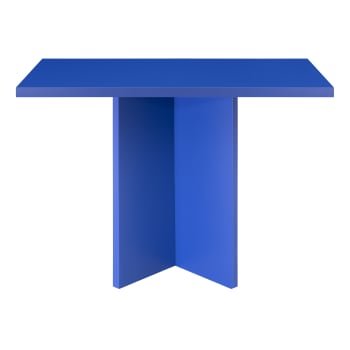 BLOCKIE-MATILDA - Table de salle à manger carrée laquée MDF 3cm Bleu Prusse 100x100cm