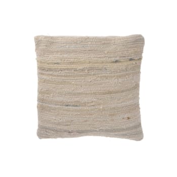 Kissen mit Polsterung aus Baumwolle und Denim, 45x45, beige und blau