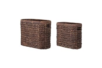 Saria - Set de 2 cestas de junco marrón 29x17