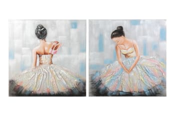 Set de lienzos bailarina gris de madera 80x5x80cm