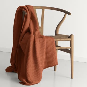 KNIT - Decke aus gewebter Baumwolle, burnt orange, 160x210cm